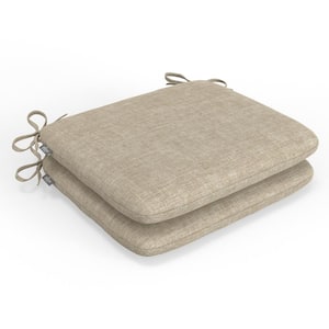 Solid Twill 18.5 in W x 3 in H Square Outdoor Chair Pad Cushion with Ties 2-Count in Splash Wheat