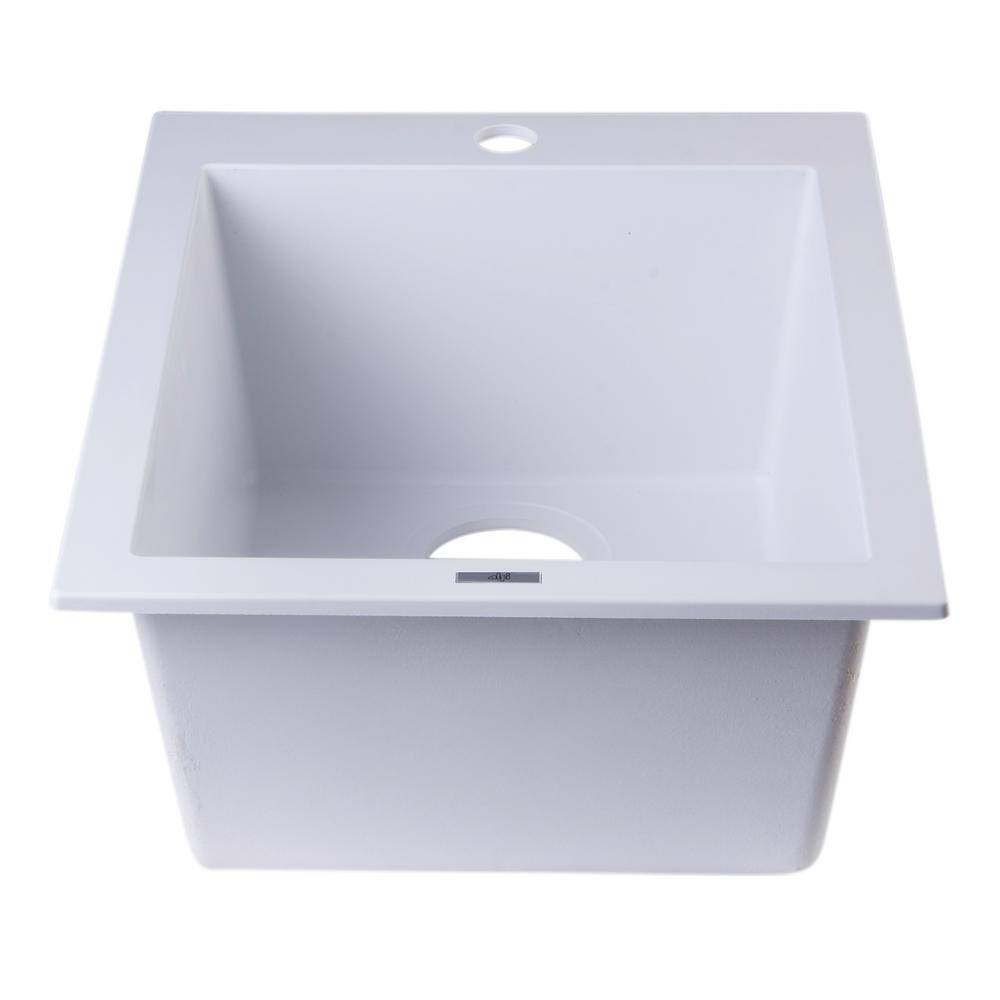 19.88'' White Granite Single Bowl Drop-In Kitchen Sink