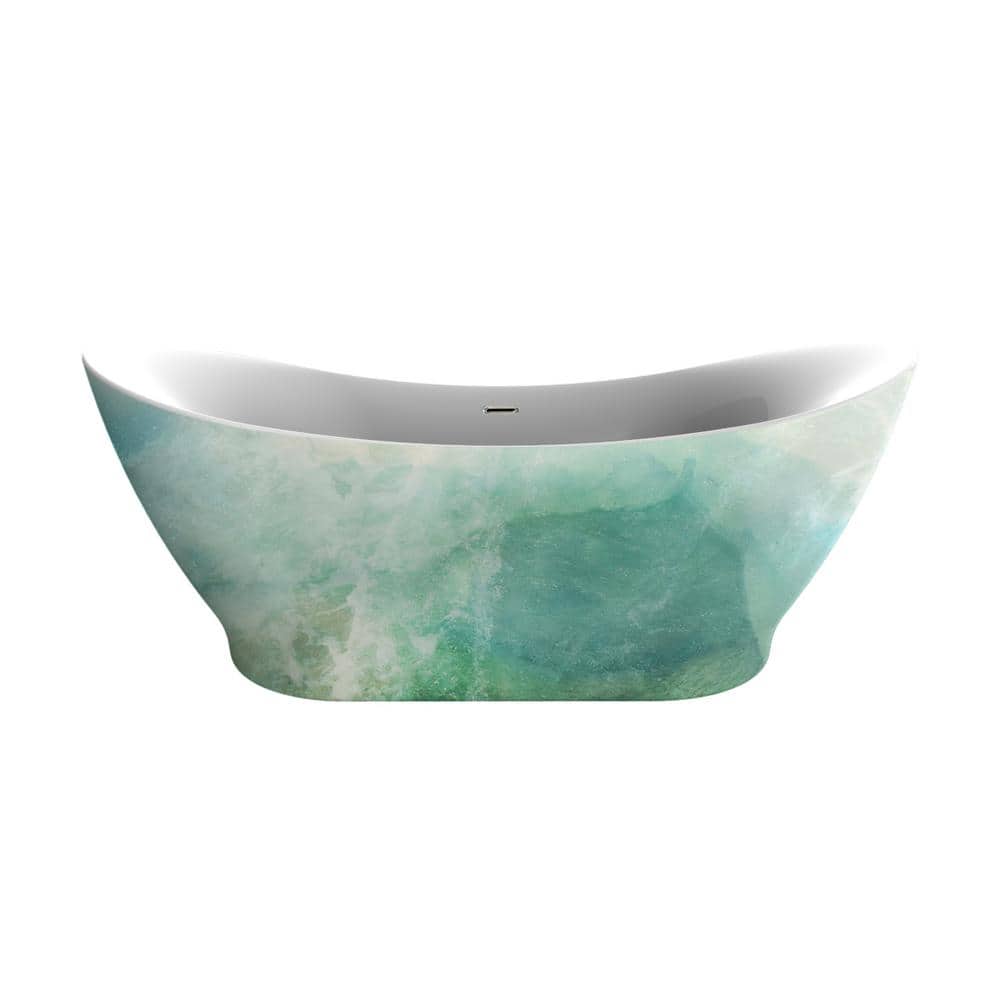 Polar 66 in. Acrylic Freestanding Flatbottom Bathtub in Painted No faucet