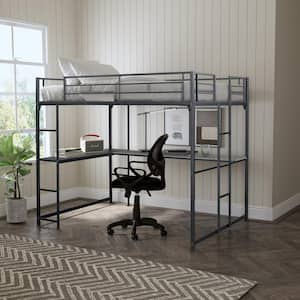 Kennedy Black Full Loft Bed with Desk