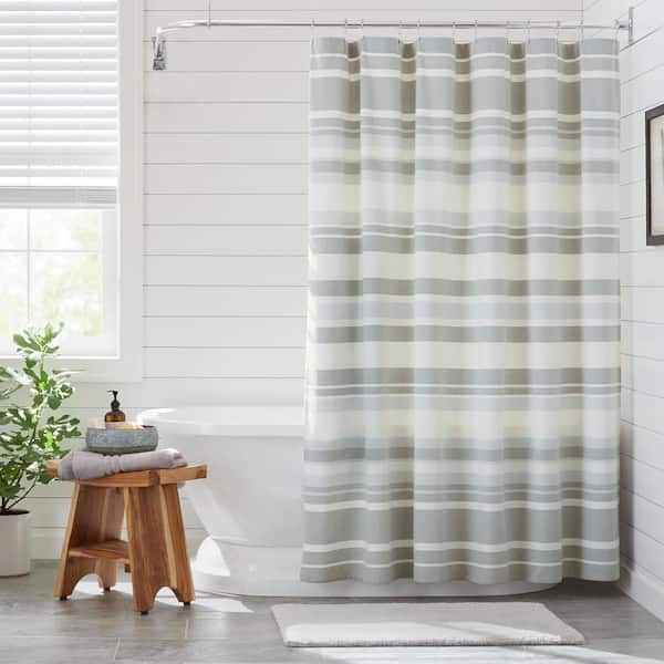 White Balanced Stripe Shower Curtain, Gray White Striped Shower Curtain