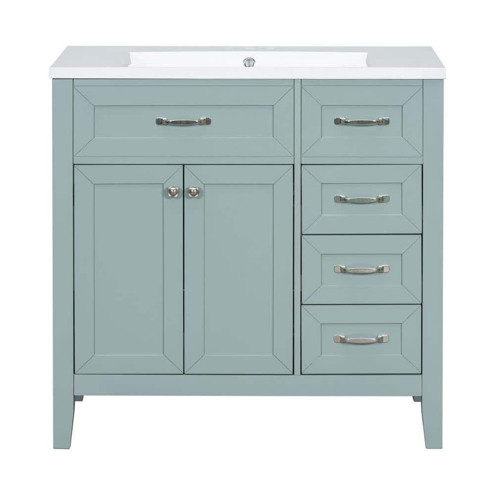 35.98 in. W x 18.03 in. D x 35.98 in. H Freestanding Bath Vanity in Green w