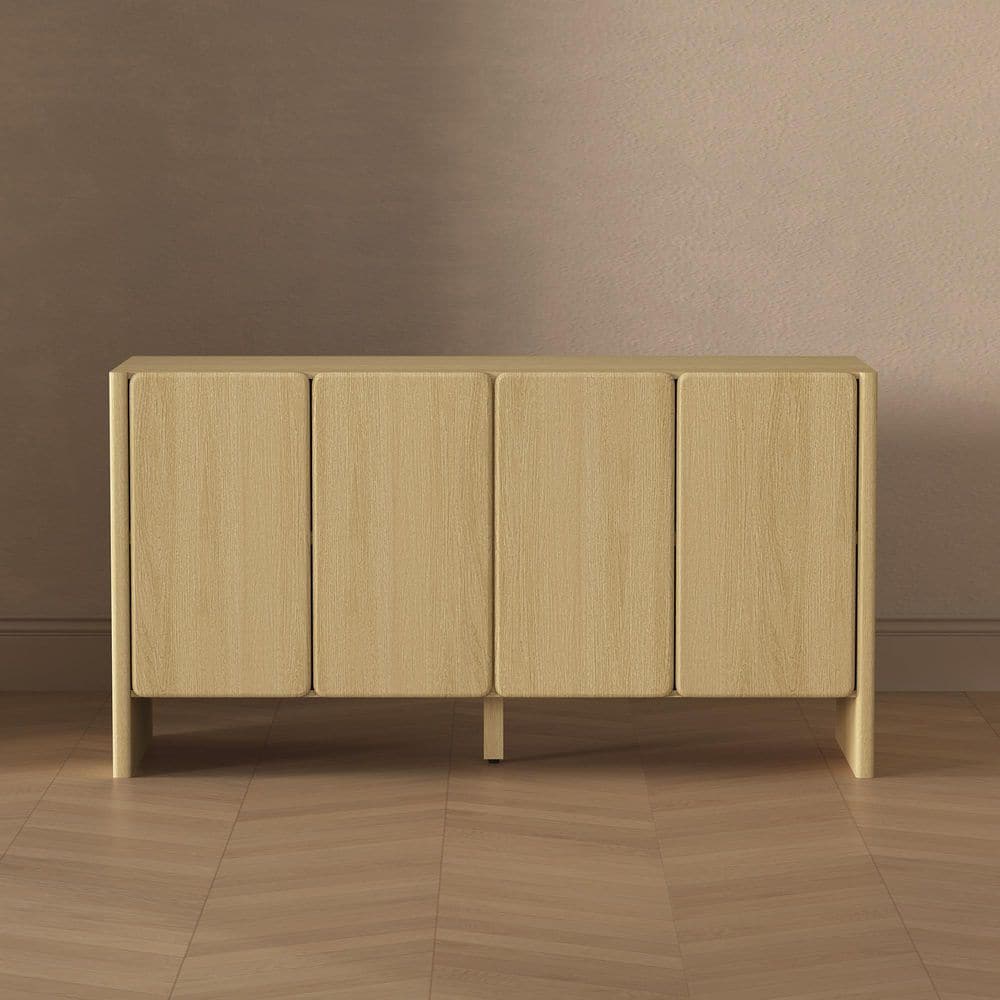 Linda Modern Natural Oak Composite Wood 60 in. Sideboard with 4 Adjustable Shelves