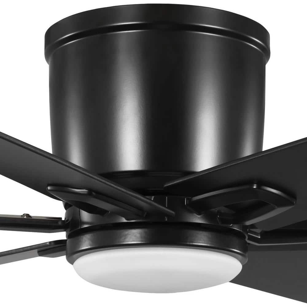 54" Matte Black Modern Farmhouse Ceiling Fan with LED Light