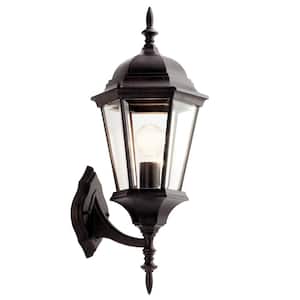 Madison 22.75 in. 1-Light Tannery Bronze Outdoor Hardwired Wall Lantern Sconce with No Bulbs Included (1-Pack)