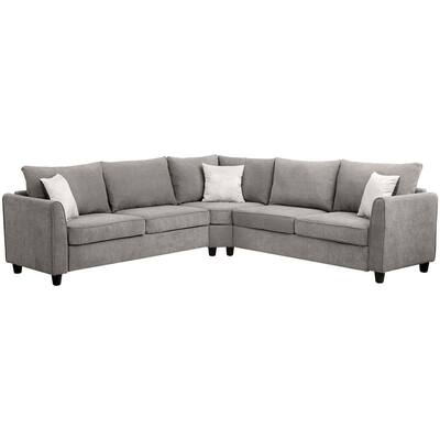100 in. W Square Arm 1-piece U Shaped polyester Modern Sectional Sofa in Gray