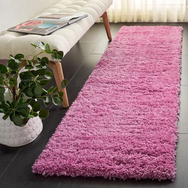 Fontana Shag 2 ft. x 6 ft. Pink Solid Runner Rug