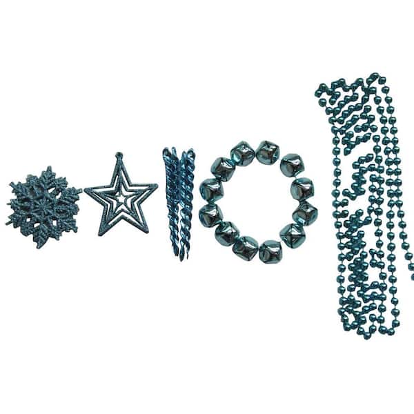 Home Accents Holiday Glitter Snowflake Blue Ornament (20-Pack)