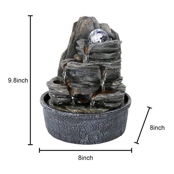 AUTMOON 9.8 in. Zen Meditation Cascading Tabletop Fountain with