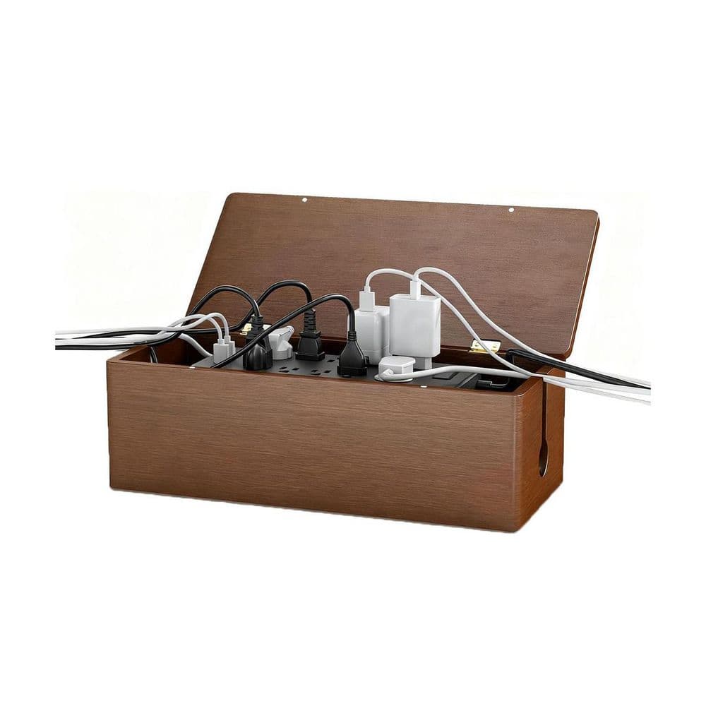 Large Magnetic Lid Wooden Cable Management Box Cord Organizer Brown Ventilated Power Strip Cover 1 Piece price history on PriceWatchPro