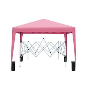 Outdoor 10 ft. x 10 ft. Pink Pop Up Gazebo Canopy Tent with 4pcs Weight sand bag with Carry Bag