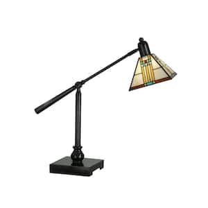 Mission 23.5 in. Mica Bronze Bank Table Lamp