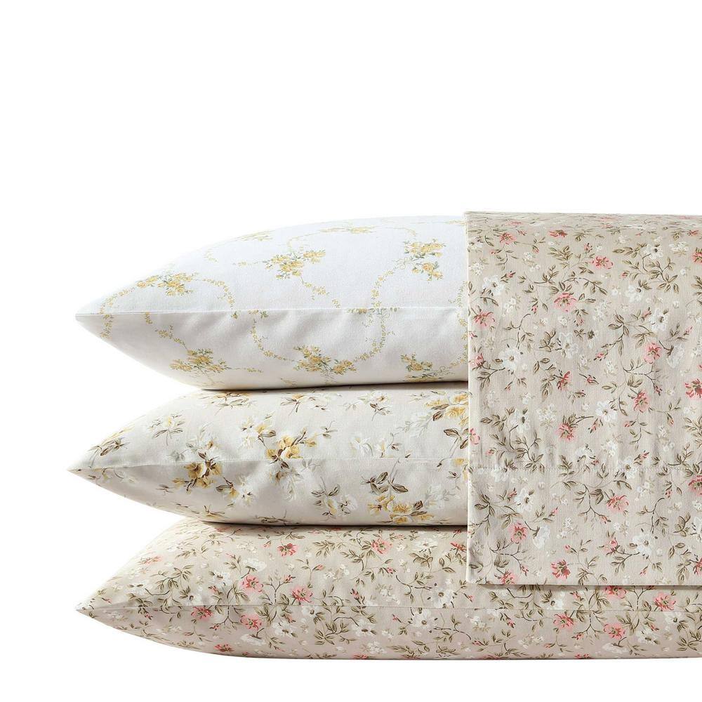 Queen Blue Floral Cotton Sateen Sheet Set