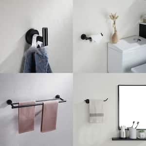 Wall Mounted 4 -Piece Bath Hardware Set with Double Towel Bar Hand Towel Holder Towel Hooks in Matte Black