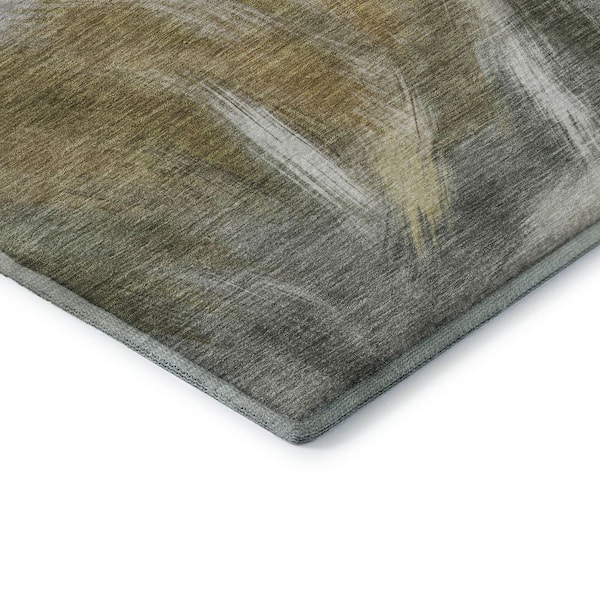 Mayfield Premium Machine Washable Abstract AMF2096 Pewter 5 ft. x 7 ft. 6 in. Area Rug