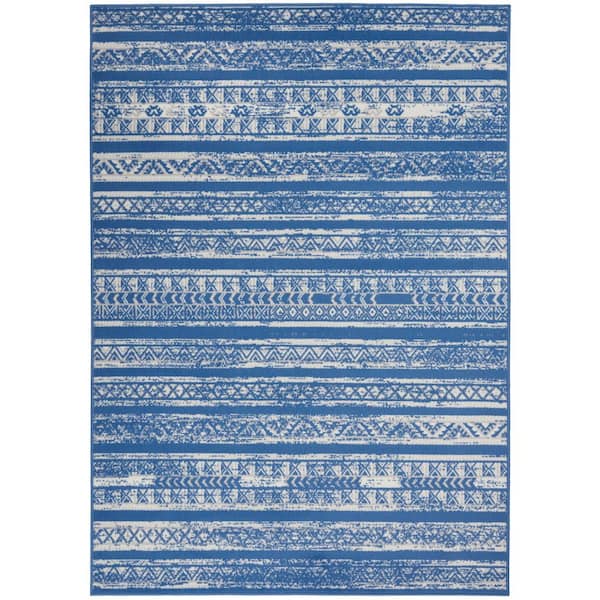 Nourison Whimsicle Light Blue Ivory 5 ft. x 7 ft. Abstract Contemporary Area Rug