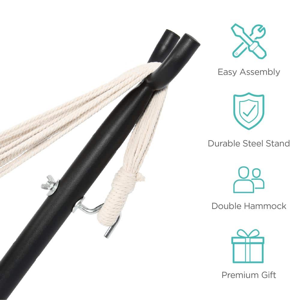 Desert Stripes 2-Person Cotton Hammock with Steel Stand