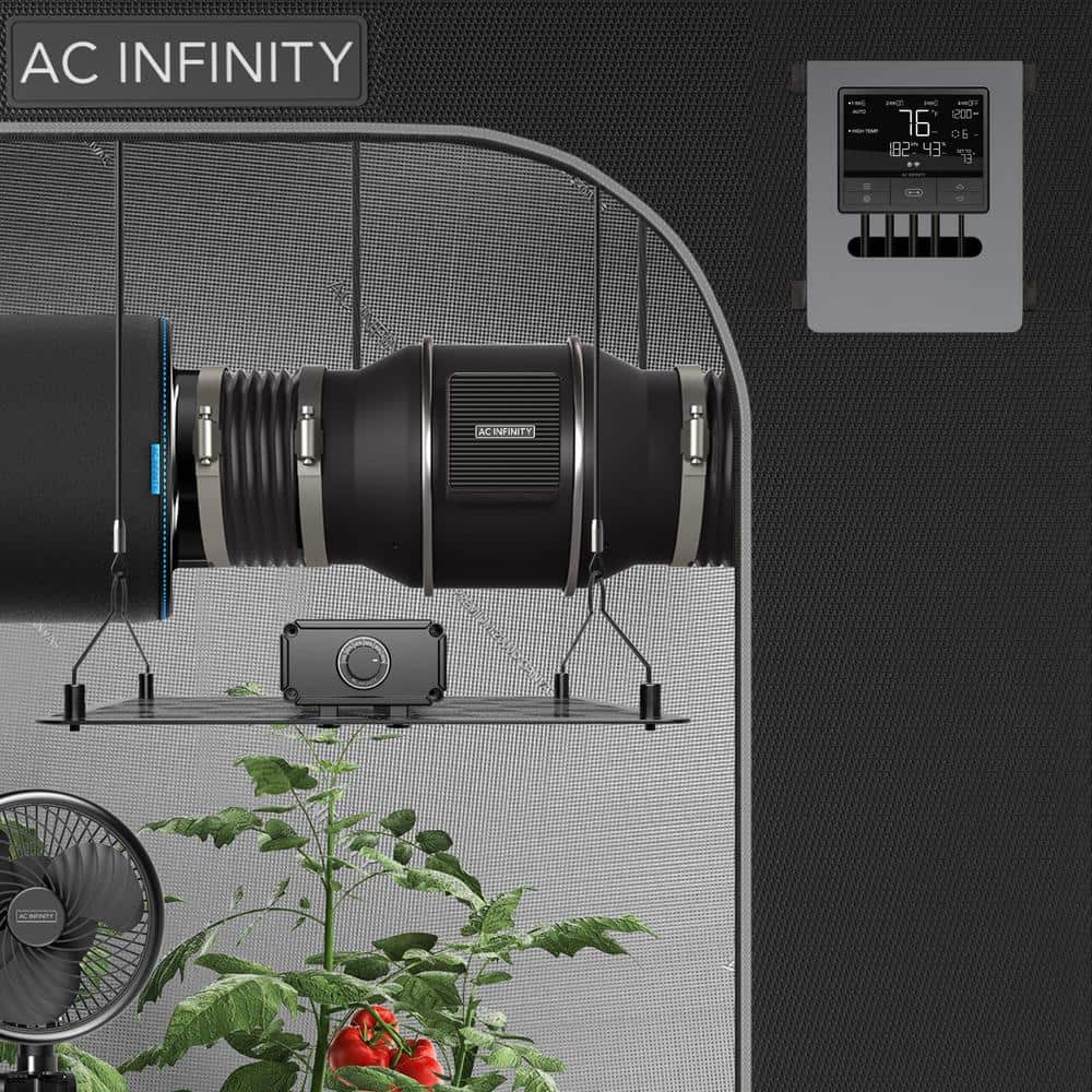 AC Infinity Black Wall Mounted Intake/Exhaust Fan with LCD Display