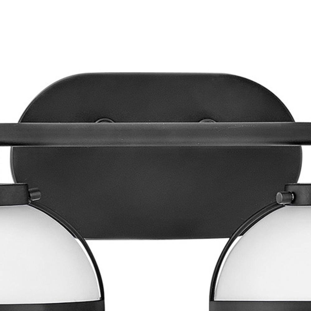 Hollis Black 2-Light Dimmable Outdoor LED Vanity with Etched Opal Shades