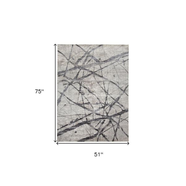 4 x 6 Gray and Ivory Abstract Area Rug