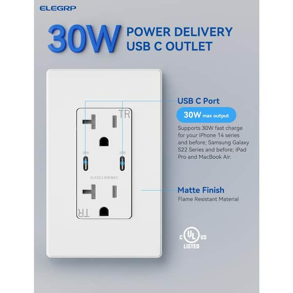 DELTACO USB-C Wall Charger with EU Socket, PD, 9 V/2.22 A, 20 W - OKdo