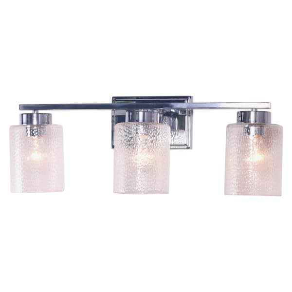 Unbranded Leland 26.5 in. 3-Light Chrome Vanity Light with Pebble Glass Shade