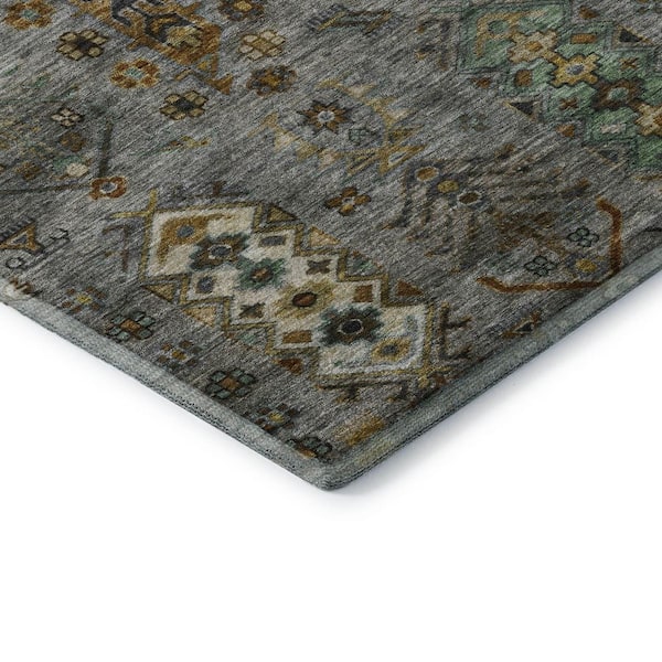 Mayfield Premium Machine Washable Abstract AMF2047 Pewter 3 ft. x 4 ft. Area Rug