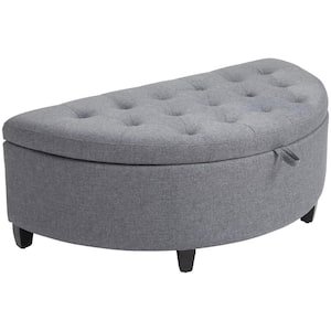 Grey Luxurious Polyester Half-Circle Ottoman Bench