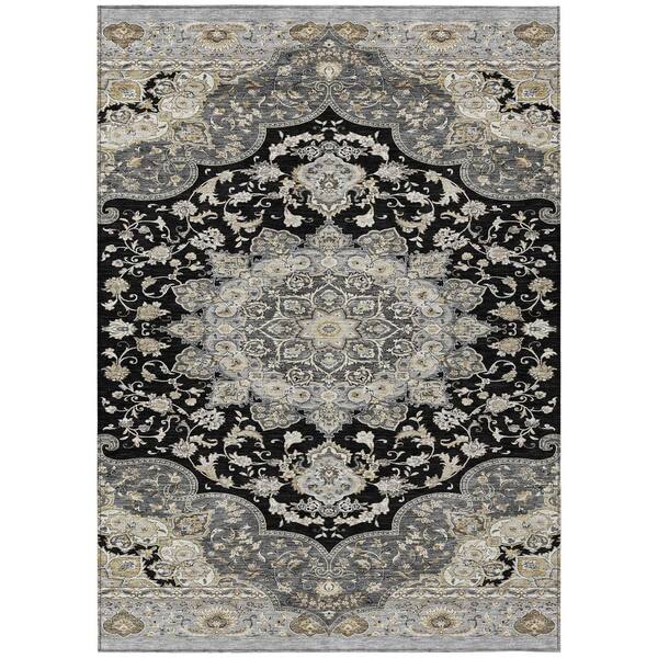 Chantille Machine Washable Indoor/Outdoor Abstract ACN2853 Black 3 ft. x 5 ft. Area Rug