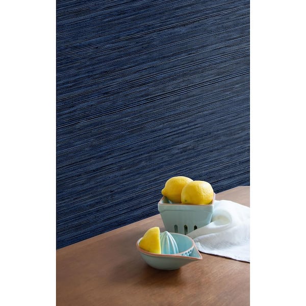 Sapphire Sisal Hemp Embossed Vinyl Unpasted Wallpaper Roll (60.75 sq. ft.)