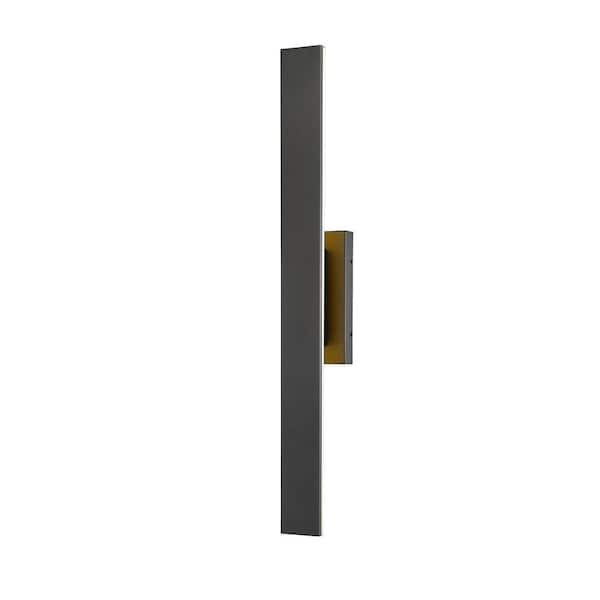 Unbranded Stylet 36 in. Black Outdoor Hardwired Shaded Wall Sconce with Integrated LED