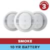 Kidde 10-Year Battery Powered Smoke Detector with Photoelectric Sensor (3-Pack) 21031468 21031468