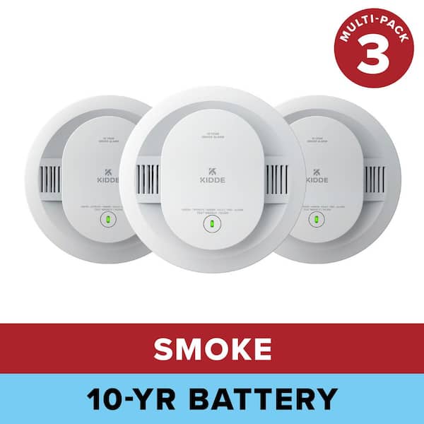 10-Year Battery Powered Smoke Detector with Photoelectric Sensor (3-Pack) 21032777