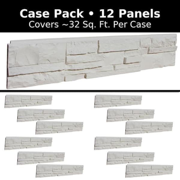 Summit Faux Stone Panel 48 in x 8 in Iceberg color polyurethane shiplap ledgestone siding panel 12 pack
