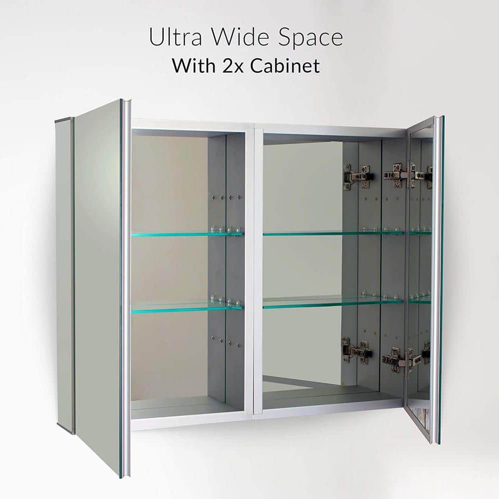 Sleek Aluminum 24" x 30" Bathroom Medicine Cabinet with Mirrored Interior