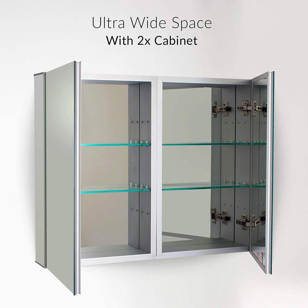 30" x 30" Aluminum Mirrored Medicine Cabinet with Adjustable Shelves