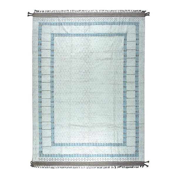 Beige Hand-Knotted Wool Contemporary Marrakech Handspun, Stylish and Durable Rug for Living, 9 ft. x 13 ft. Area Rug
