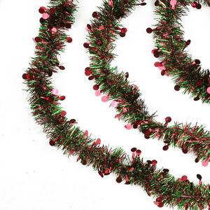 Northlight 50 ft. Unlit Red and Green Christmas Tinsel Garland with Red ...