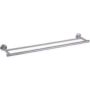 30 in. Heavy Duty Wall Mounted Double Towel Bar Holder Bathroom Organizer, 304-Stainless Steel Hanger Rail, Brushed