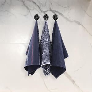 Cotton Classics 100% Cotton Navy/Red Stripe Kitchen Towel (Set of 3)