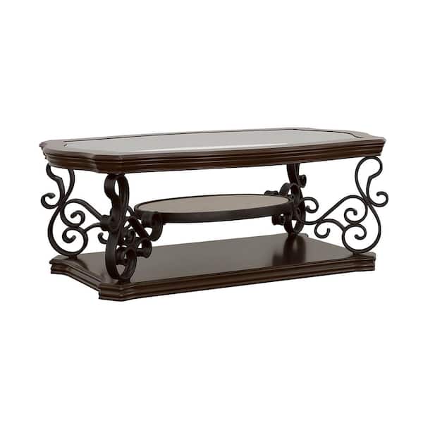 Coaster Laney 52.25 in. L Deep Merlot Specialty Clear Glass Top Coffee Table