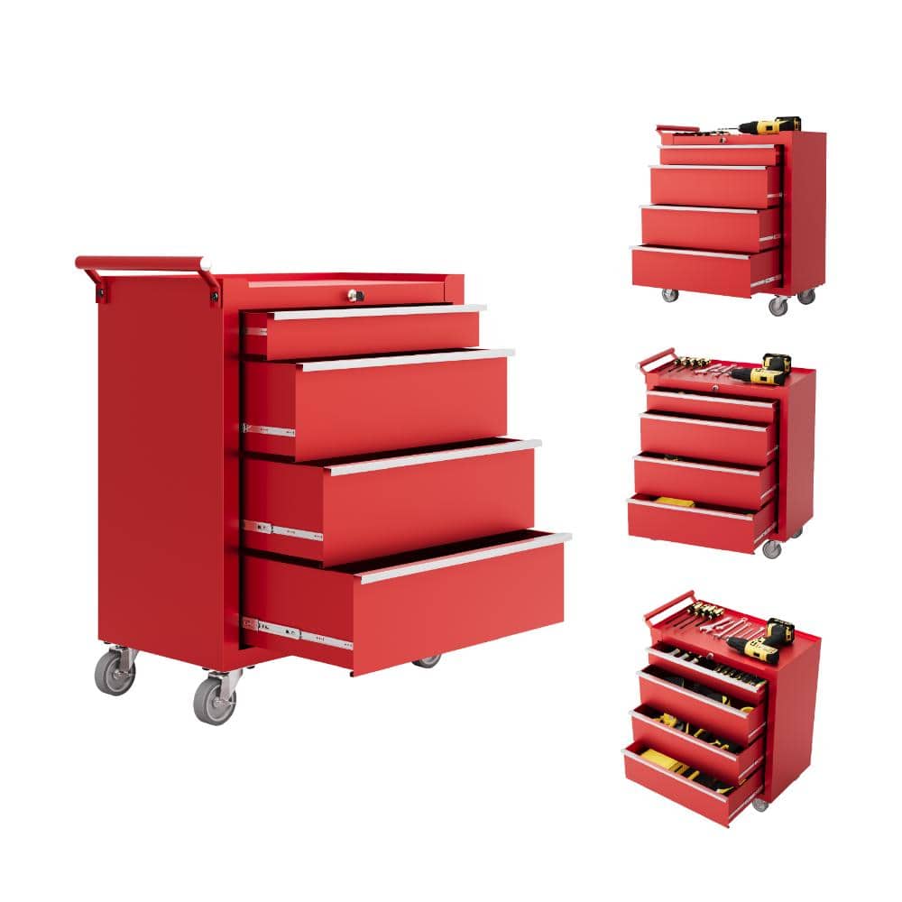 "4-Drawer Rolling Tool Chest with Drawers & Lock, 24"" Compartment Tool Box Cart with Lockable Wheels & Drawer Liners" price history on PriceWatchPro