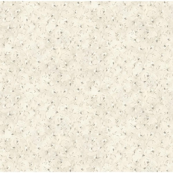 Chesapeake Eleanor Grey Folk Botanical Trail Grey Paper Strippable Roll (Covers 56.4 sq. ft.)