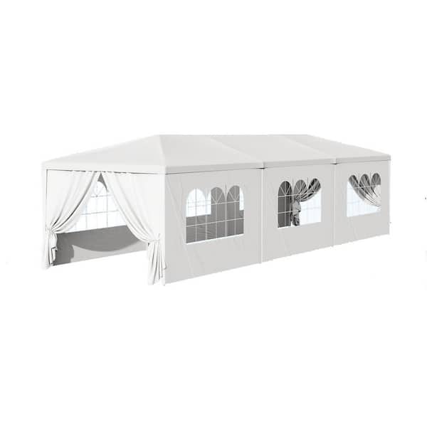 Outdoor Canopy Tent 10 ft. x 30 ft. White with 8 Removable Sidewalls, Heavy Duty Waterproof Patio Gazebo for Parties
