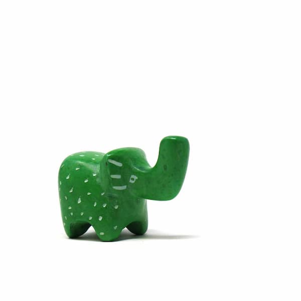 Handcrafted Soapstone Pencil Holder with Elephant Motifs - Helping