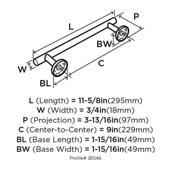 Polished Stainless Steel Wall Mounted Towel Bar 11.63 in