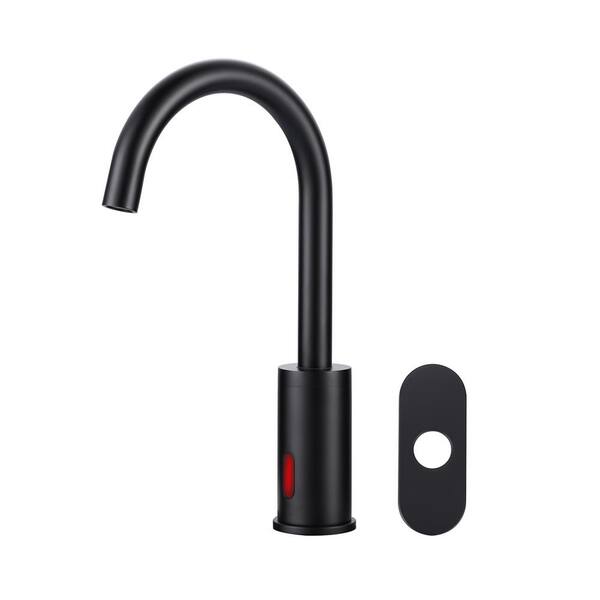 Automatic Sensor Touchless Bathroom Faucet with Deckplate Included in Matte Black