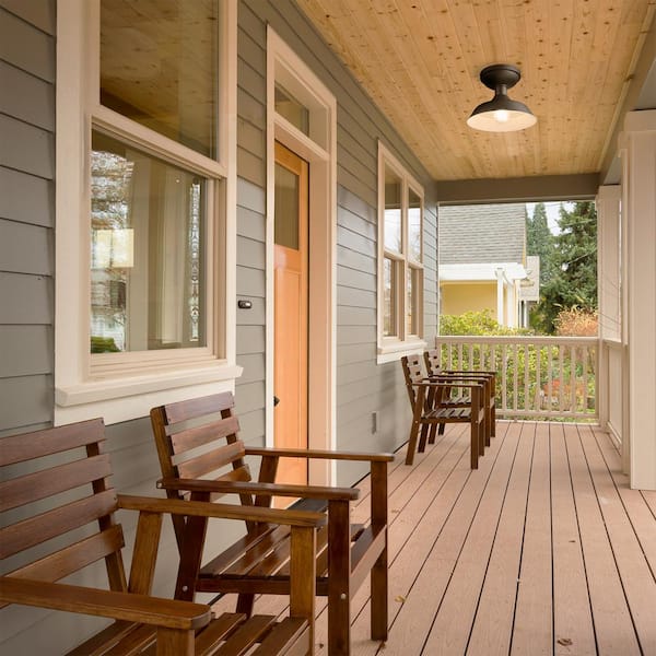 Kurt 1-Light Matte Black Outdoor Indoor Flush Mount Ceiling Light