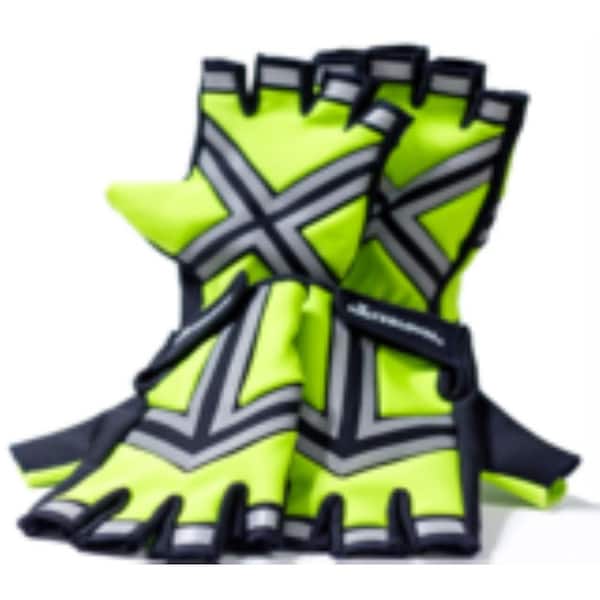 Medium Yellow Fingerless Industrial Safety Nighttime Gloves