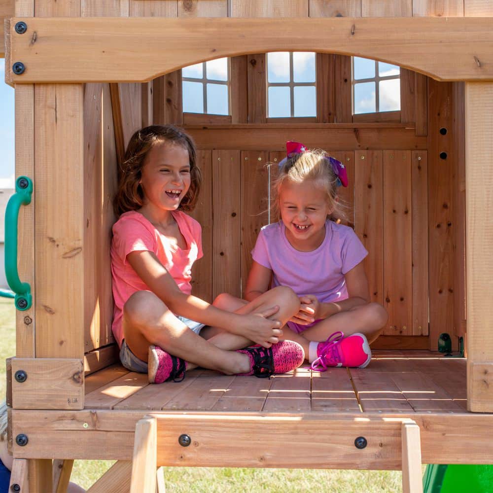 Montpelier Cedar Wood Swing Set with Slide and Monkey Bars